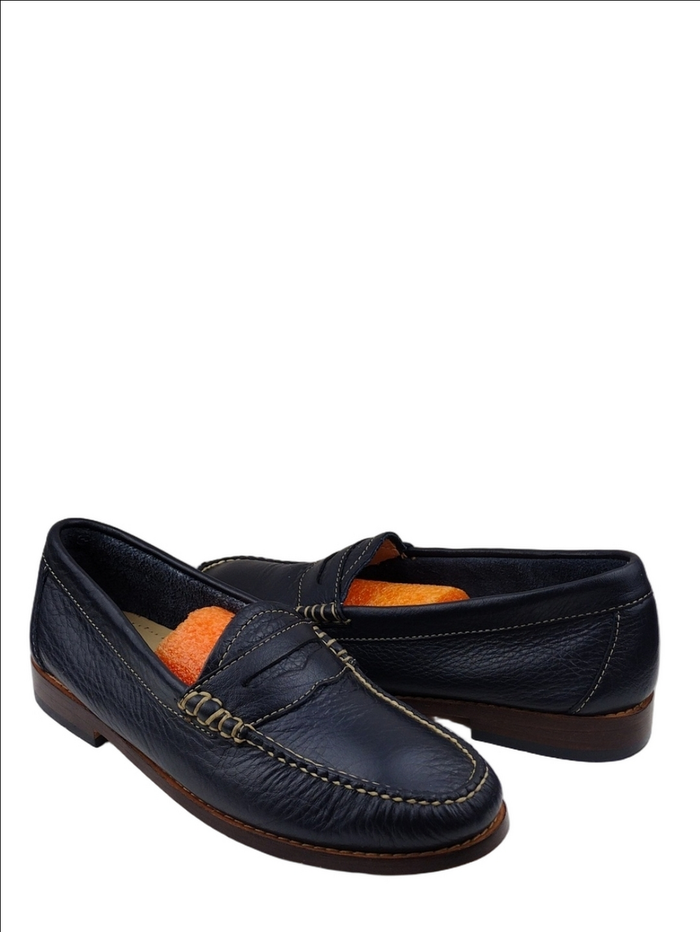 Weejuns G.H Bass & Co Navy Blue Leather Almond Toe Slip On Penny Loafer Shoe